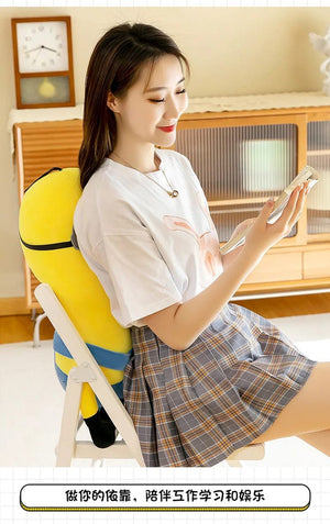 Planet Gates 30CM 30CM Minion Pillow Movie Peripheral Yellow Plush Bob Plush Stuffed Toy Jeans Soft Doll Pillow Decoration Children's Birthday Gif