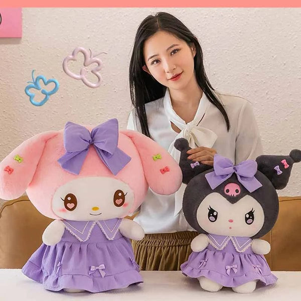 Planet Gates 30cm/40cm Cute Melody Doll Kuromi Plush Toy Sanrio Girl Sleeping Bed Cartoon Pillow Gift for Best Friend