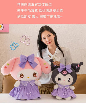 Planet Gates 30cm/40cm Cute Melody Doll Kuromi Plush Toy Sanrio Girl Sleeping Bed Cartoon Pillow Gift for Best Friend