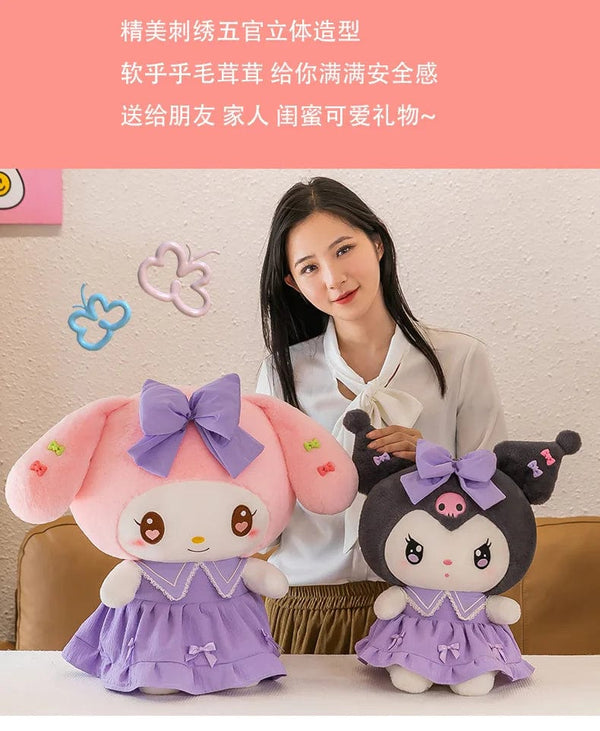 Planet Gates 30cm/40cm Cute Melody Doll Kuromi Plush Toy Sanrio Girl Sleeping Bed Cartoon Pillow Gift for Best Friend