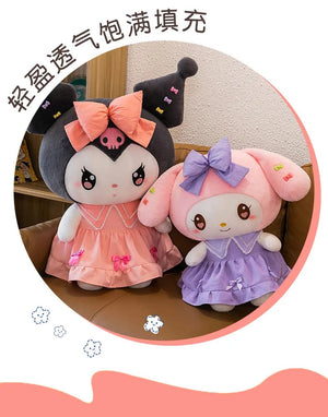 Planet Gates 30cm/40cm Cute Melody Doll Kuromi Plush Toy Sanrio Girl Sleeping Bed Cartoon Pillow Gift for Best Friend