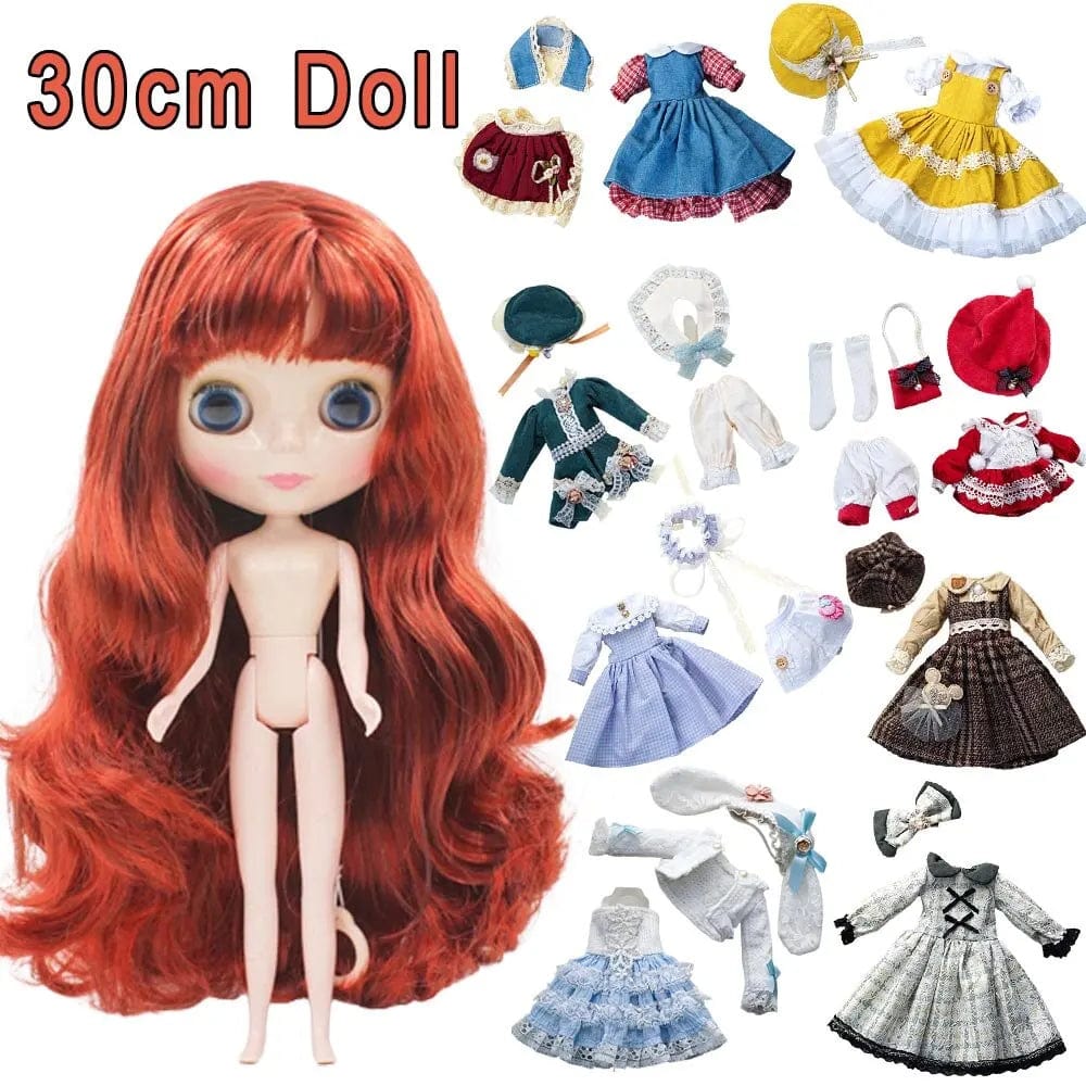 Planet Gates 30cm DBS Blyth 7 Moveable Joints Girl's Dress 3D Eyes Toy with Clothes Kids Toys for Girl Children Gift