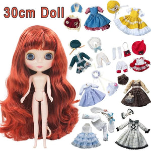 Planet Gates 30cm DBS Blyth 7 Moveable Joints Girl's Dress 3D Eyes Toy with Clothes Kids Toys for Girl Children Gift