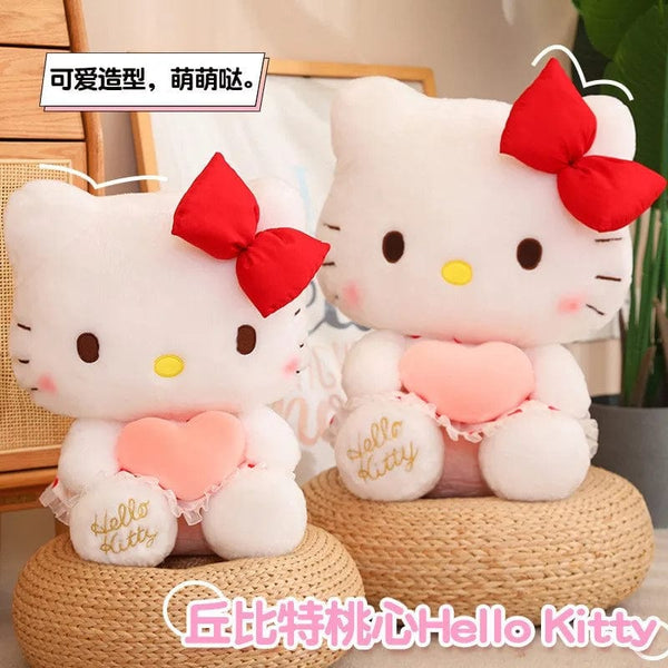 Planet Gates 30cm Hello Kitty Cartoon Plush Toy Dol l 30CM Cute  Flower Skirt Heart hugging Butterfly KT Pillow Birthday Gift Toy For Children
