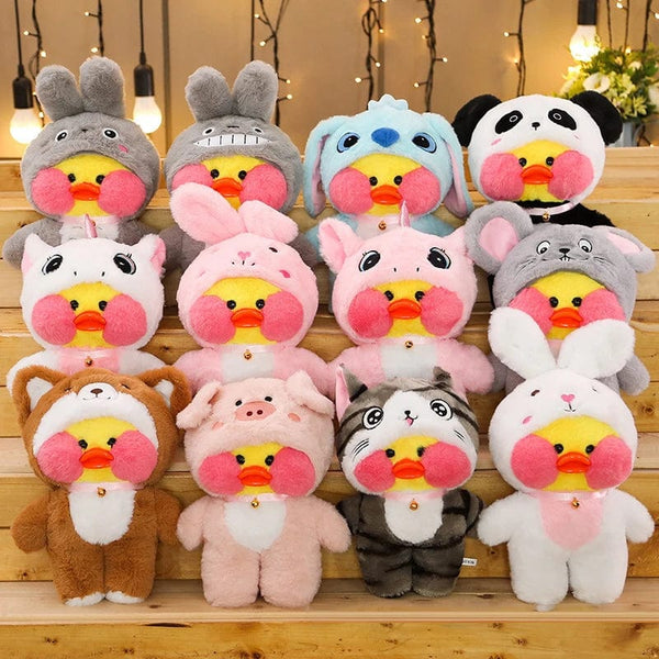 Planet Gates 30cm Kawaii LaLafanfan Transformed Panda Yellow Duck Plush Stuffed Soothing Toys Soft Animal Dolls For Girl Kids Birthday Gifts