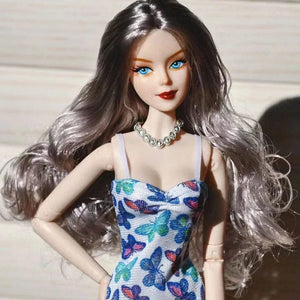 Planet Gates 30cm Lady Doll's Head with Big Wavy Curly Hair 1/6 Dress Up Accessories Girls Diy Toys