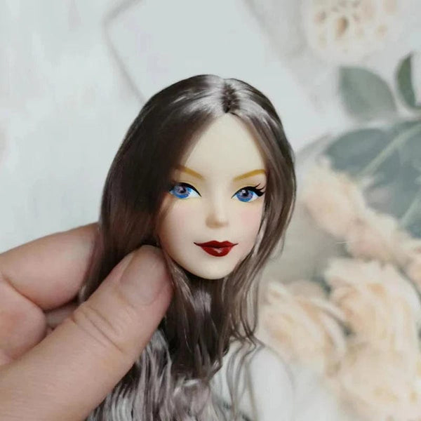 Planet Gates 30cm Lady Doll's Head with Big Wavy Curly Hair 1/6 Dress Up Accessories Girls Diy Toys