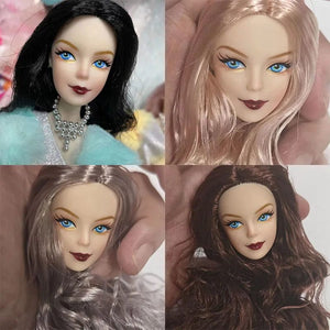 Planet Gates 30cm Lady Doll's Head with Big Wavy Curly Hair 1/6 Dress Up Accessories Girls Diy Toys