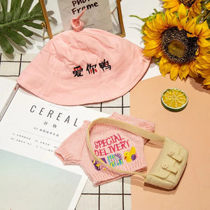 Planet Gates 30cm Stuffed Dolls Accessories LaLafanfan Cafe Duck Dog with Clothes Plush Toy Cartoon Hoodie Clothing Hair Band Kids Girls Gift