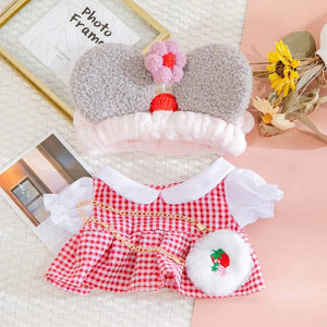 Planet Gates 30cm Stuffed Dolls Accessories LaLafanfan Cafe Duck Dog with Clothes Plush Toy Cartoon Hoodie Clothing Hair Band Kids Girls Gift