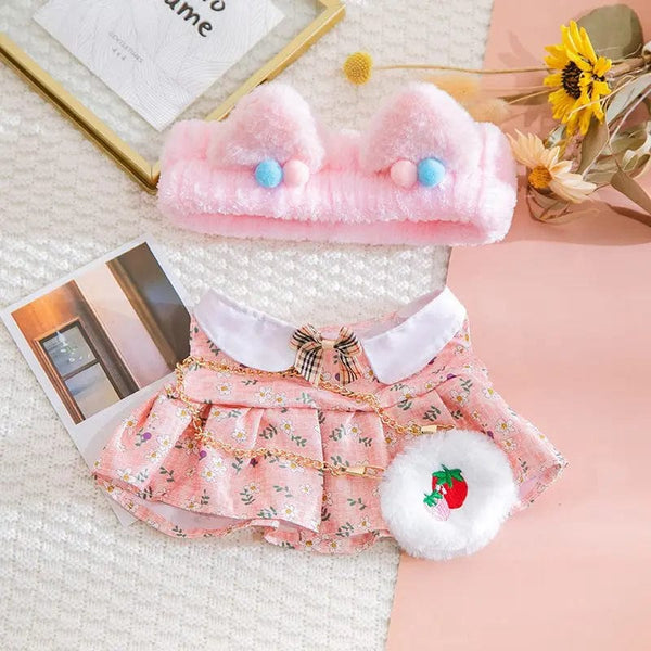 Planet Gates 30cm Stuffed Dolls Accessories LaLafanfan Cafe Duck Dog with Clothes Plush Toy Cartoon Hoodie Clothing Hair Band Kids Girls Gift