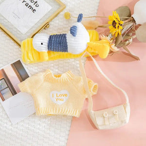 Planet Gates 30cm Stuffed Dolls Accessories LaLafanfan Cafe Duck Dog with Clothes Plush Toy Cartoon Hoodie Clothing Hair Band Kids Girls Gift