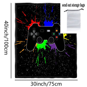 Planet Gates 30inX40in(75cmX100cm) + Free Storage Bag 1pc Flannel Blanket, Computer Gamer Pattern Blanket, Cozy Warm Soft Blanket For Sofa Office Bed And Travelling