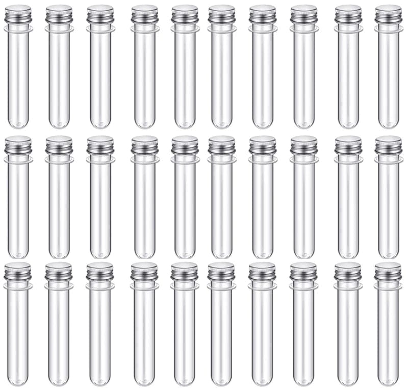 Planet Gates 30ml 20Pcs Lab 30ml Plastic Clear Test Tube With Cover Multi-Purpose Storage Bottle for USB Cable Party Favors Bottling Box Organizer
