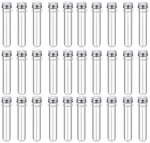 Planet Gates 30ml 20Pcs Lab 30ml Plastic Clear Test Tube With Cover Multi-Purpose Storage Bottle for USB Cable Party Favors Bottling Box Organizer