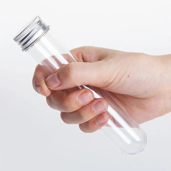 Planet Gates 30ml 20Pcs Lab 30ml Plastic Clear Test Tube With Cover Multi-Purpose Storage Bottle for USB Cable Party Favors Bottling Box Organizer