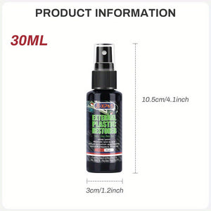 Planet Gates 30ml External Plastic Restorer Longlasting Hydrophobic Protection Coating Oxidized White And Faded Repair Back To Black For Plastic Trim Car Detailing