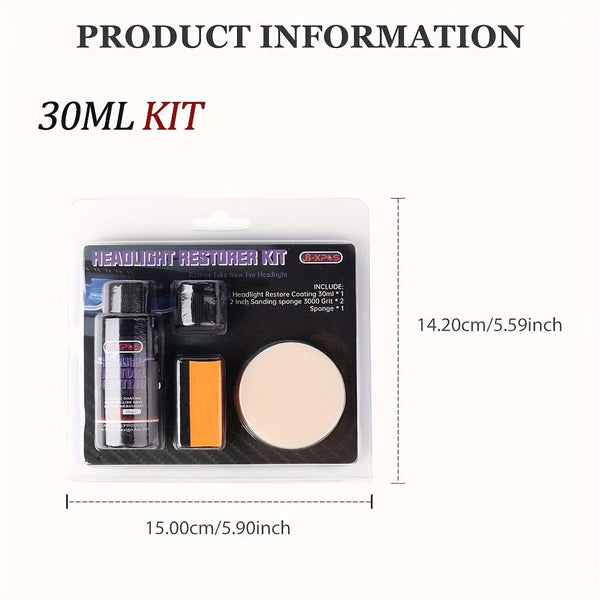 Planet Gates 30ML KIT Car Headlight Restoration Refurbishing Agent Headlight Care Polish Agent Headlight Restore Coating Light Removing Oxidation Prevent Scratches JB-XPCS8