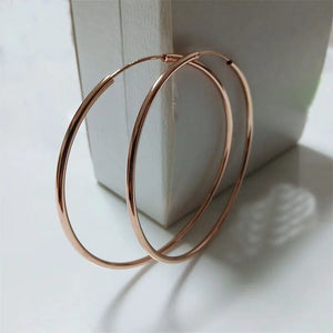 Planet Gates 30MM Diameter / rose gold Senlissi -Rose Gold Hoop Earrings For Women 925 Sterling Silver Original Fashion Earring Cерьги Kольца Rings Real gold
