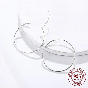 Planet Gates 30MM Diameter / rose gold Senlissi -Rose Gold Hoop Earrings For Women 925 Sterling Silver Original Fashion Earring Cерьги Kольца Rings Real gold