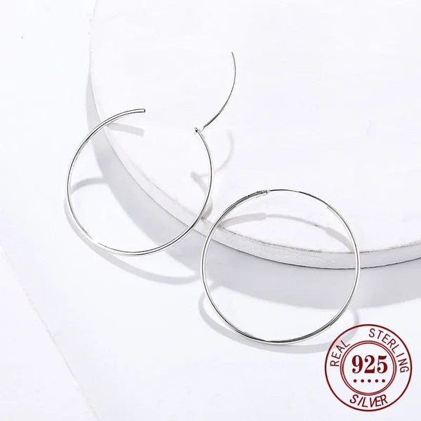 Planet Gates 30MM Diameter / rose gold Senlissi -Rose Gold Hoop Earrings For Women 925 Sterling Silver Original Fashion Earring Cерьги Kольца Rings Real gold