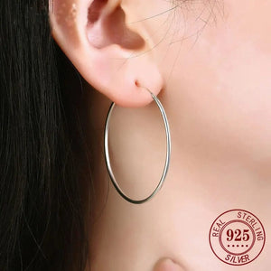 Planet Gates 30MM Diameter / rose gold Senlissi -Rose Gold Hoop Earrings For Women 925 Sterling Silver Original Fashion Earring Cерьги Kольца Rings Real gold