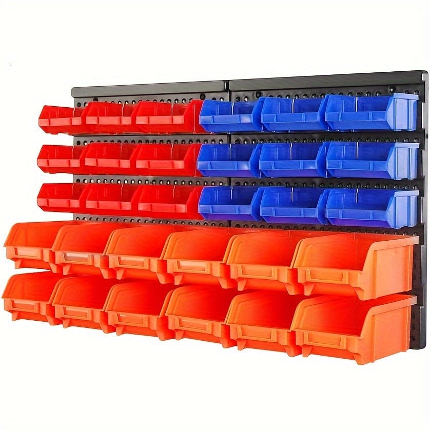 Planet Gates 30pcs 30pcs-Bin Wall-Mounted Storage Rack System, Heavy-Duty Garage Tool Organizer For Screws, Nuts, Bolts, Nails, Beads, And Small Hardware Parts, Easy Installation