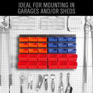 Planet Gates 30pcs 30pcs-Bin Wall-Mounted Storage Rack System, Heavy-Duty Garage Tool Organizer For Screws, Nuts, Bolts, Nails, Beads, And Small Hardware Parts, Easy Installation