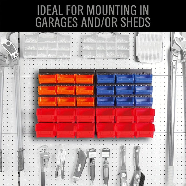 Planet Gates 30pcs 30pcs-Bin Wall-Mounted Storage Rack System, Heavy-Duty Garage Tool Organizer For Screws, Nuts, Bolts, Nails, Beads, And Small Hardware Parts, Easy Installation