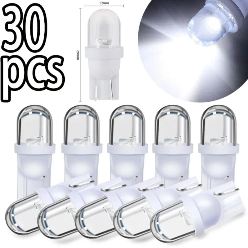 Planet Gates 30pcs Car T10 Led Bulbs LED Light Cold White Silica Auto Interior Dome Reading Wedge Side Door Trunk Lamp License Plate Lamp 12V