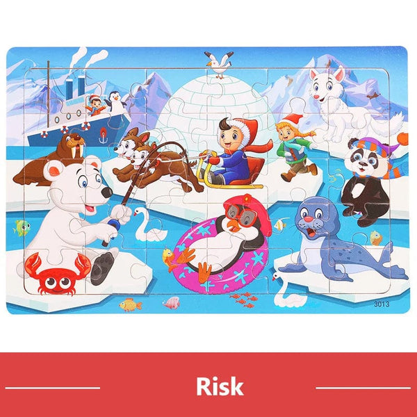 Planet Gates 30pcs Model 3 New 30 Pieces Wooden Puzzles Cartoon Animal Traffic Tangram Wood 3d Puzzle Montessori Educational Toys for Children Gifts