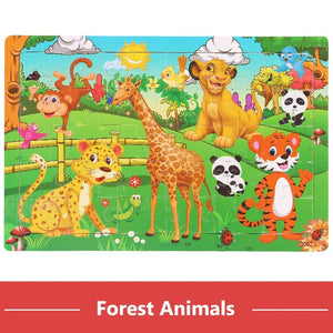 Planet Gates 30pcs Model 3 New 30 Pieces Wooden Puzzles Cartoon Animal Traffic Tangram Wood 3d Puzzle Montessori Educational Toys for Children Gifts
