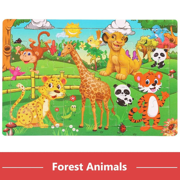 Planet Gates 30pcs Model 3 New 30 Pieces Wooden Puzzles Cartoon Animal Traffic Tangram Wood 3d Puzzle Montessori Educational Toys for Children Gifts