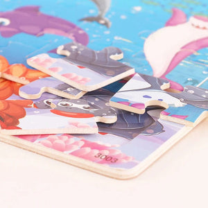 Planet Gates 30pcs Model 3 New 30 Pieces Wooden Puzzles Cartoon Animal Traffic Tangram Wood 3d Puzzle Montessori Educational Toys for Children Gifts