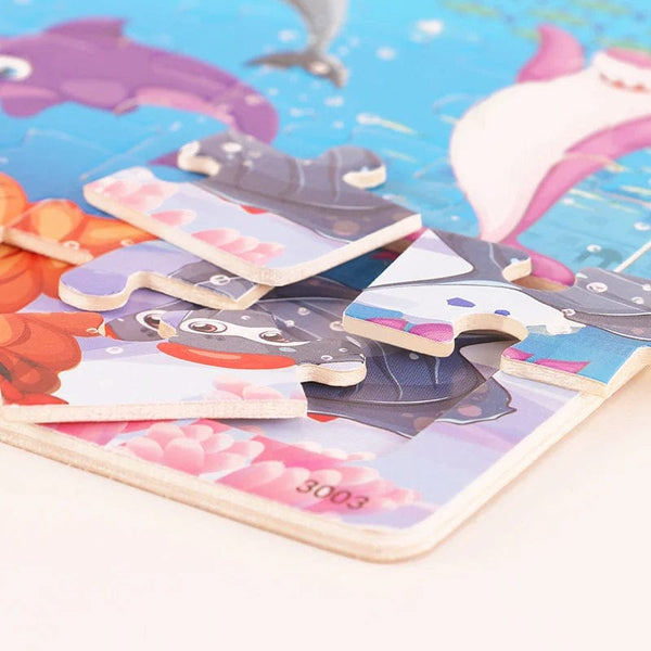 Planet Gates 30pcs Model 3 New 30 Pieces Wooden Puzzles Cartoon Animal Traffic Tangram Wood 3d Puzzle Montessori Educational Toys for Children Gifts