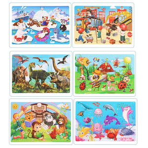 Planet Gates 30pcs Model 3 New 30 Pieces Wooden Puzzles Cartoon Animal Traffic Tangram Wood 3d Puzzle Montessori Educational Toys for Children Gifts