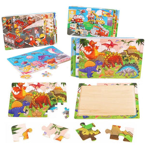 Planet Gates 30pcs Model 3 New 30 Pieces Wooden Puzzles Cartoon Animal Traffic Tangram Wood 3d Puzzle Montessori Educational Toys for Children Gifts