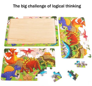 Planet Gates 30pcs Model 3 New 30 Pieces Wooden Puzzles Cartoon Animal Traffic Tangram Wood 3d Puzzle Montessori Educational Toys for Children Gifts
