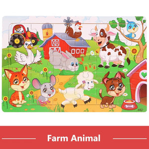 Planet Gates 30pcs Model 3 New 30 Pieces Wooden Puzzles Cartoon Animal Traffic Tangram Wood 3d Puzzle Montessori Educational Toys for Children Gifts