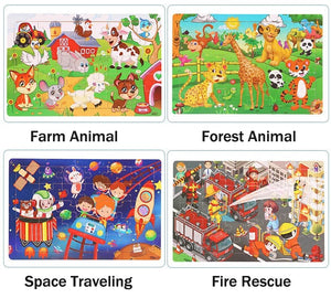 Planet Gates 30pcs Model 3 New 30 Pieces Wooden Puzzles Cartoon Animal Traffic Tangram Wood 3d Puzzle Montessori Educational Toys for Children Gifts