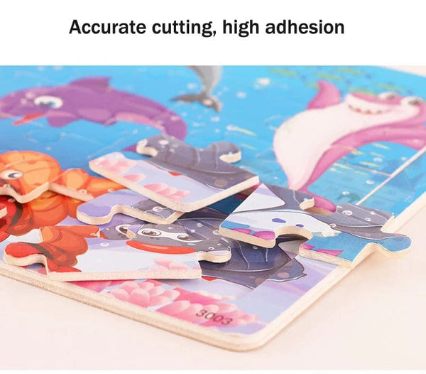 Planet Gates 30pcs Model 3 New 30 Pieces Wooden Puzzles Cartoon Animal Traffic Tangram Wood 3d Puzzle Montessori Educational Toys for Children Gifts