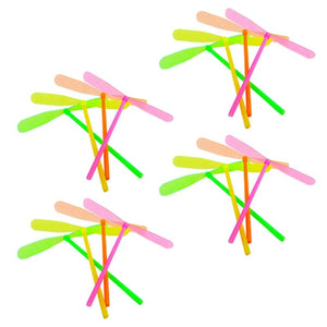Planet Gates 30Pcs-random color Plastic Bamboo Dragonfly Shape Hand Push Flying Propeller Outdoor Sports Game Kids Toy Gift Rotating Flying Arrow Outdoor Games