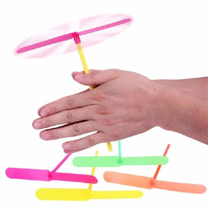 Planet Gates 30Pcs-random color Plastic Bamboo Dragonfly Shape Hand Push Flying Propeller Outdoor Sports Game Kids Toy Gift Rotating Flying Arrow Outdoor Games