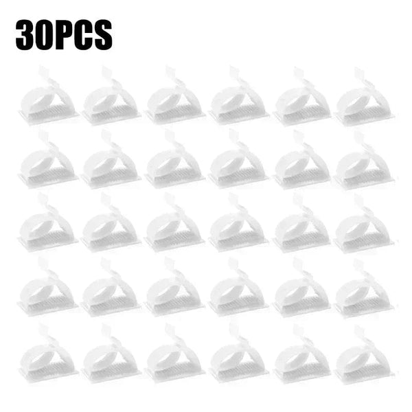 Planet Gates 30pcs White 60/30/10PCS Self Adhesive Cable Management Organizer Clips Adjustable Desk Tidy Wire Cord Fixer Fastener Clips For Home Office