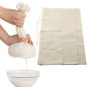 Planet Gates 30x25cm 3 Pcs Reusable Cheesecloth Bags, For Straining Coffee Filter Strainers, Mesh Pouch, Squeezable Natural Straining Nut Milk Filter Bag