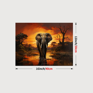 Planet Gates 30x40cm/12x16in (Framed) / Pattern B 1pc Framed Animal Canvas Print Poster, Wild Elephant Canvas Wall Art, Artwork Wall Painting For Bathroom Bedroom Office Living Room Wall Decor, Home Decoration