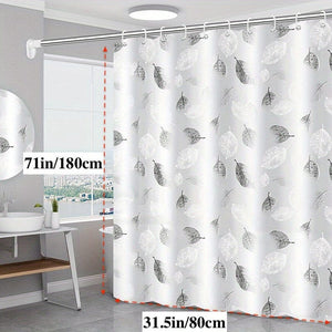 Planet Gates 31.5x71in (80x180cm) 1pc PEVA Leaf Pattern Plastic Shower Curtain With Plastic Hooks, Shower Liner With Metal Grommets, Waterproof Durable Shower Curtain, Bathroom Partition, Room Decor