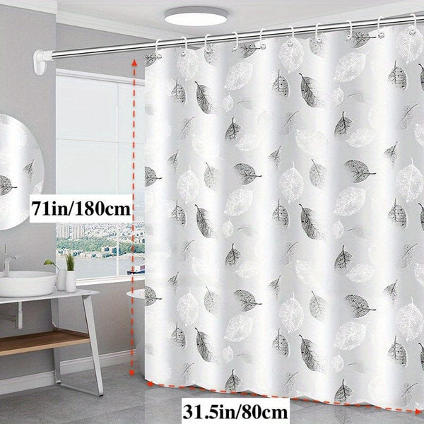 Planet Gates 31.5x71in (80x180cm) 1pc PEVA Leaf Pattern Plastic Shower Curtain With Plastic Hooks, Shower Liner With Metal Grommets, Waterproof Durable Shower Curtain, Bathroom Partition, Room Decor