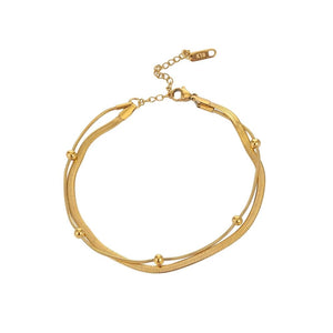 Planet Gates 316L Stainless Steel Gold Color Double-Layer Anklets For Women Girl New Trend Leg Chain Waterproof Jewelry Gift Party