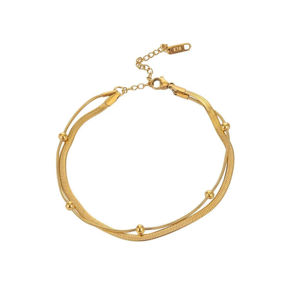 Planet Gates 316L Stainless Steel Gold Color Double-Layer Anklets For Women Girl New Trend Leg Chain Waterproof Jewelry Gift Party